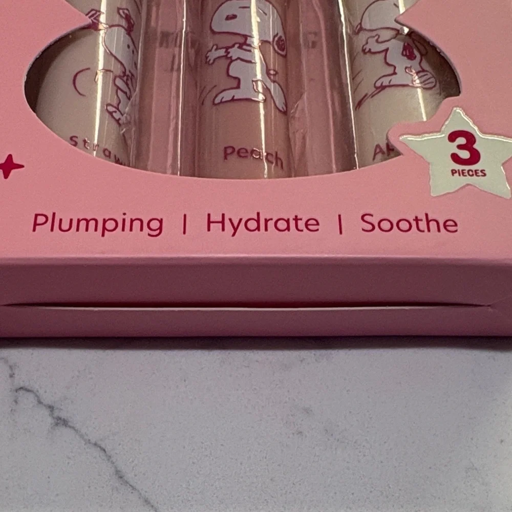 Peanuts x Celavi Smoothing Lip Oil Set - Strawberry, Peach, Vanilla
